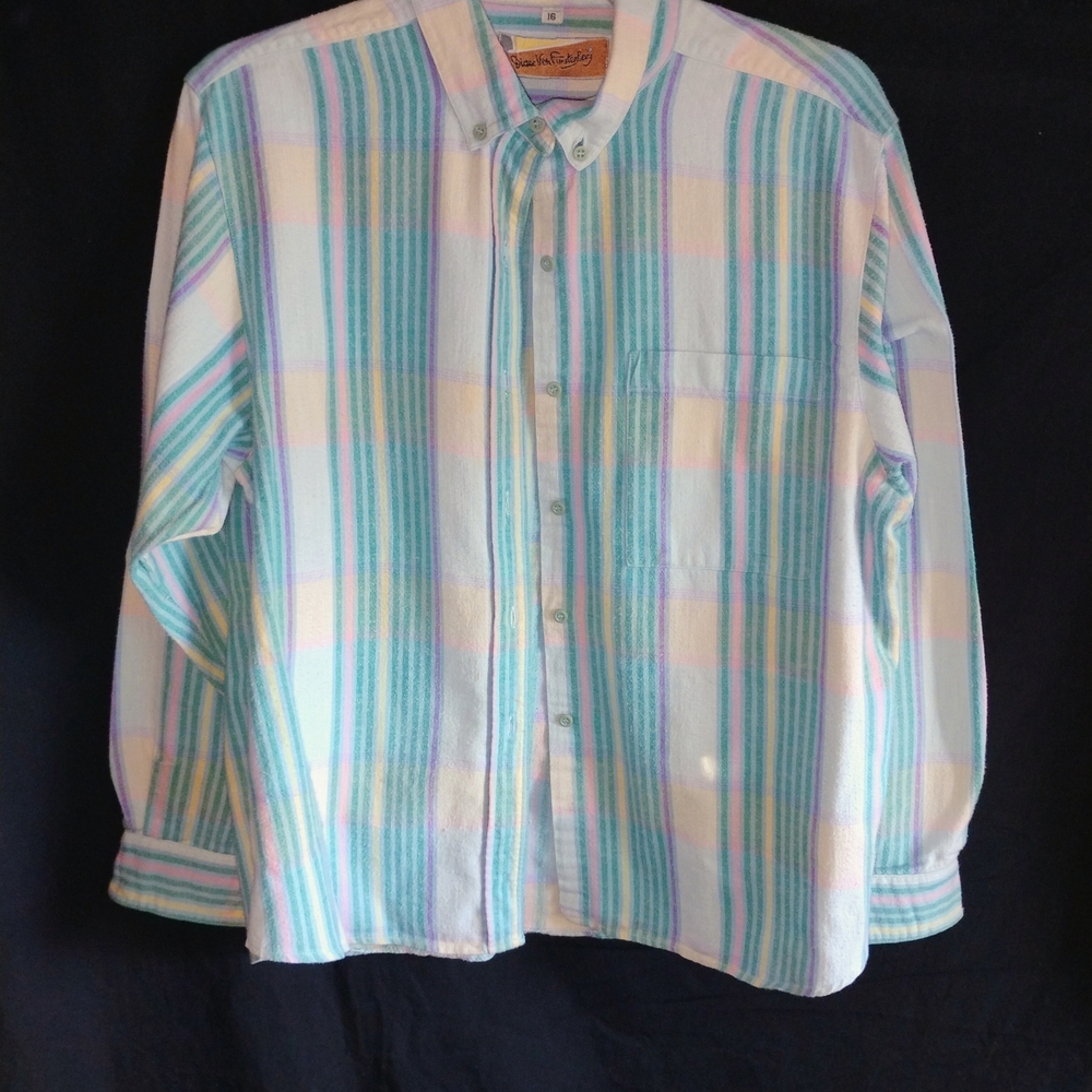 Diane Von Furstenberg Vintage Multicolor Plaid Button Down Shirt